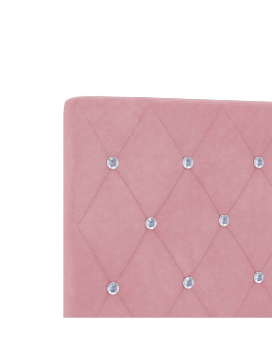 Samta gultas galvgalis argyle ar galvas klāju rozā 100 cm samts