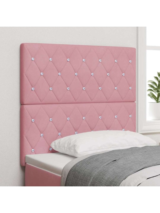 Samta gultas galvgalis argyle ar galvas klāju rozā 100 cm samts