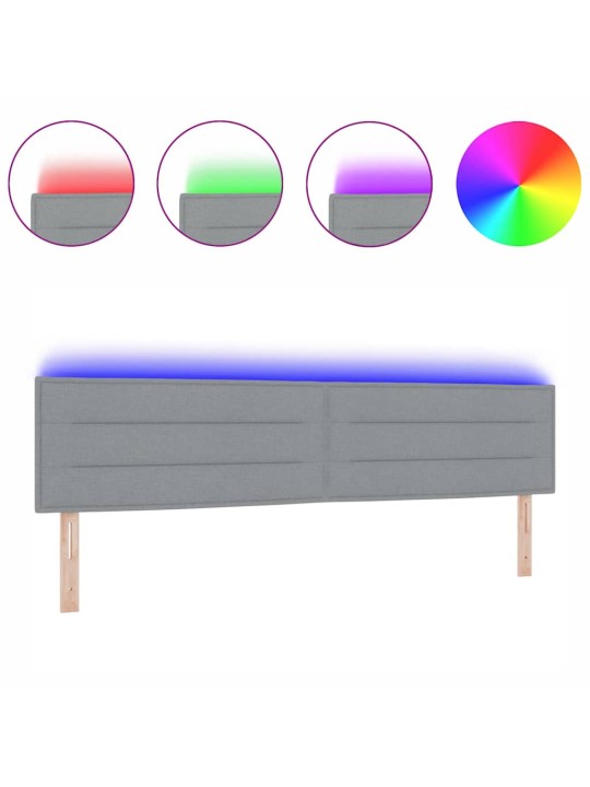 LED gultas galva ar galvas klāju gaiši pelēka 200 cm audums