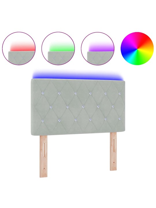 LED gultas galvgalis argyle manuāls gaiši pelēka 80 cm samts