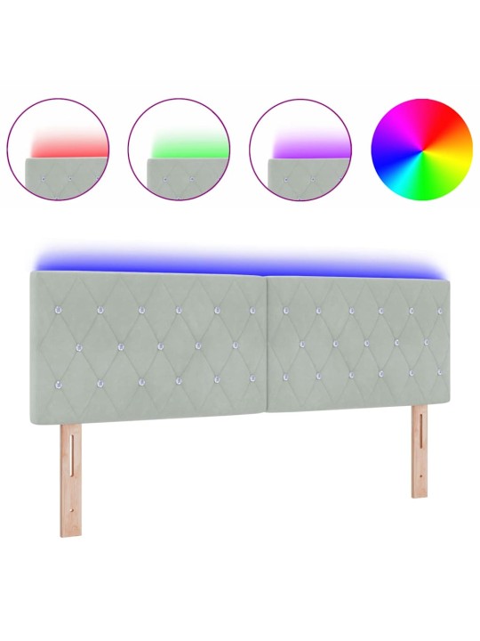 LED gultas galvgalis argyle manuāls gaiši pelēka 144 cm samts