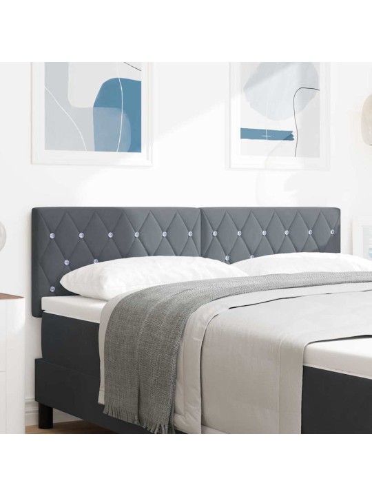 LED gultas galvgalis argyle manuāls tumši pelēka 144 cm samts