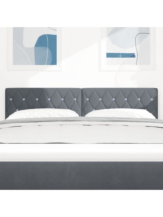 LED gultas galvgalis argyle manuāls tumši pelēka 144 cm samts