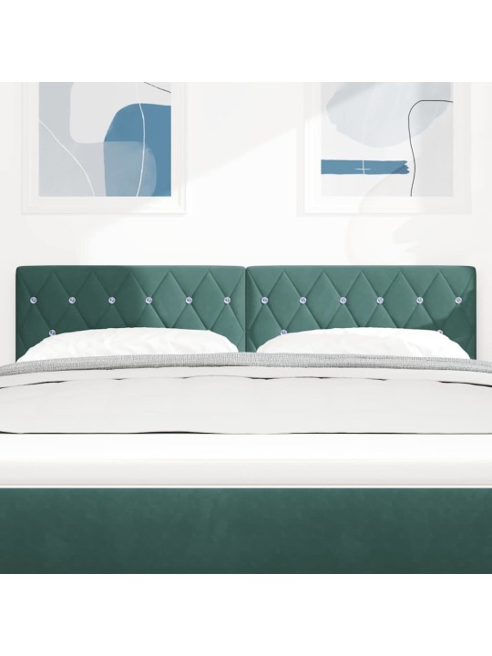 LED gultas galvgalis argyle manuāls tumši zaļa 144 cm samts
