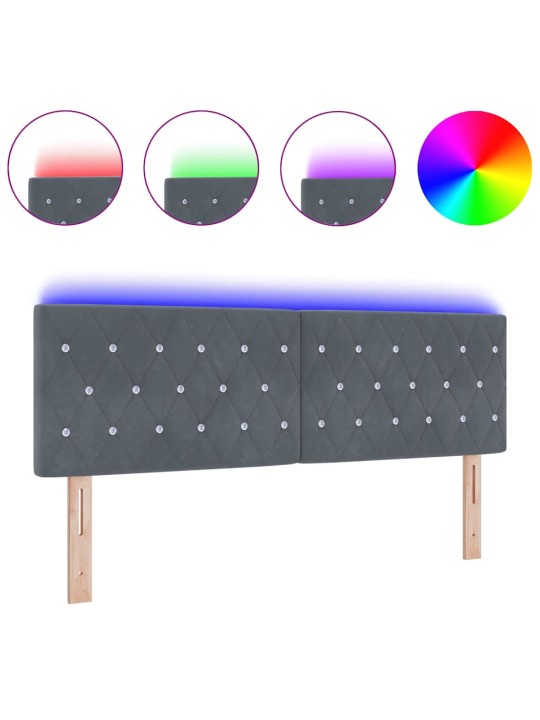 LED gultas galvgalis argyle manuāls tumši pelēka 80 cm samts