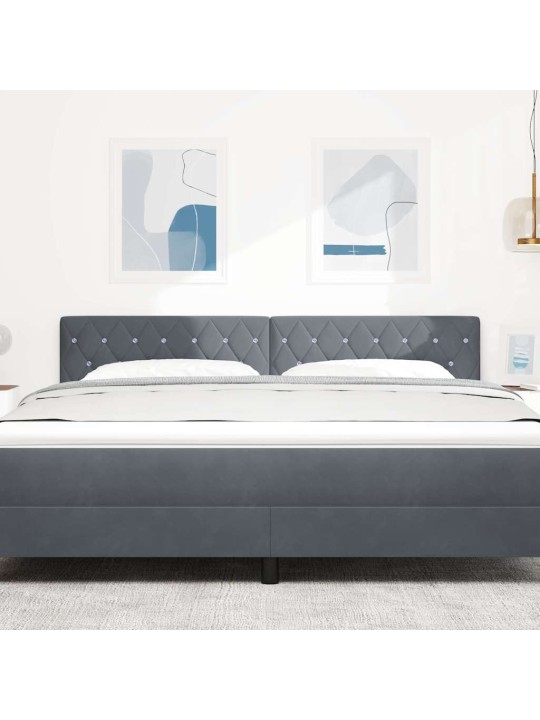 LED gultas galvgalis argyle manuāls tumši pelēka 90 cm samts