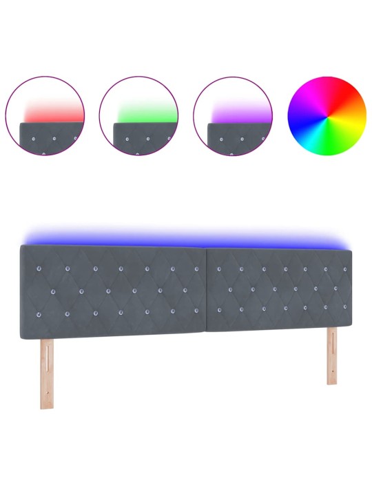 LED gultas galvgalis argyle manuāls tumši pelēka 90 cm samts