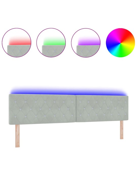 LED gultas galvgalis argyle manuāls gaiši pelēka 100 cm samts