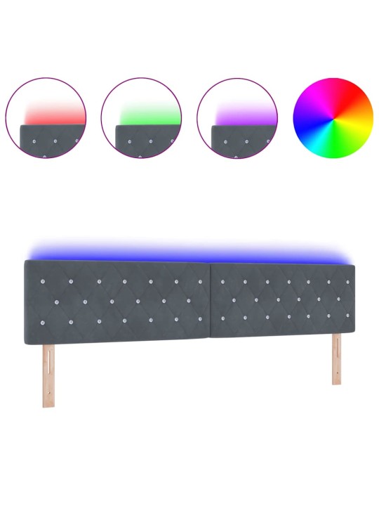 LED gultas galvgalis argyle manuāls tumši pelēka 100 cm samts