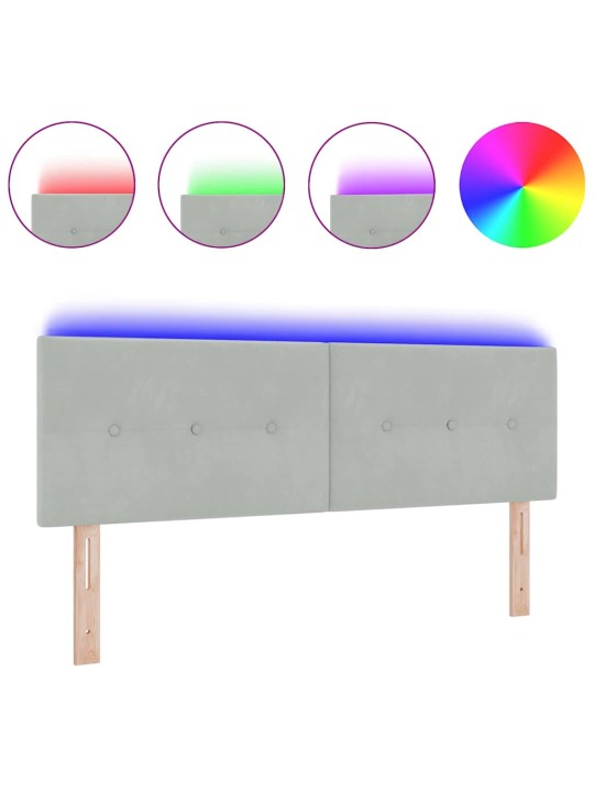 Galvgalis ar led sloksnes lukturiem gaiši pelēks 80 cm samts