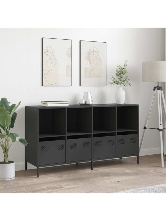 Kumode, melna, 135x39x73,5 cm, auksti velmēts tērauds