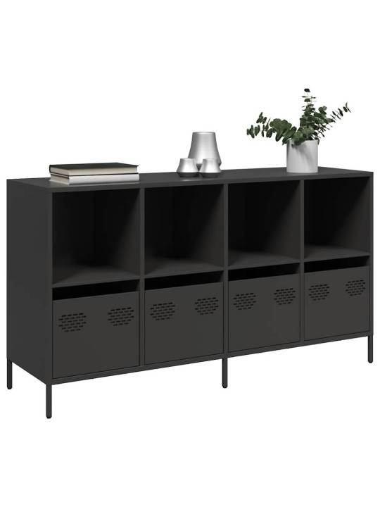 Kumode, melna, 135x39x73,5 cm, auksti velmēts tērauds