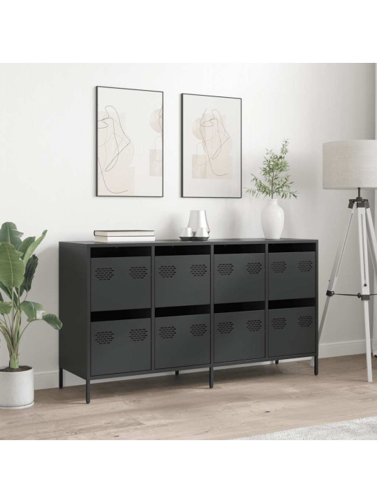 Kumode, melna, 135x39x73,5 cm, auksti velmēts tērauds