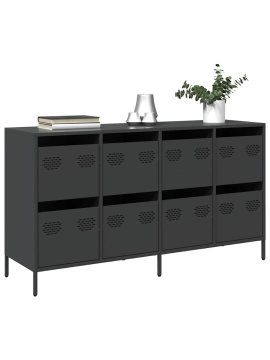 Kumode, melna, 135x39x73,5 cm, auksti velmēts tērauds