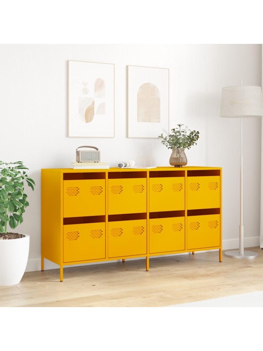 Kumode, sinepju dzeltena, 135x39x73,5cm, auksti velmēts tērauds