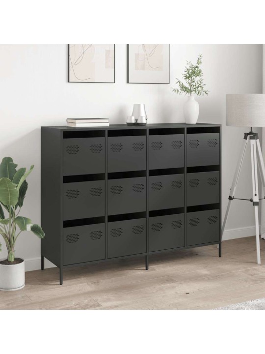 Kumode, melna, 135x39x103,5 cm, auksti velmēts tērauds