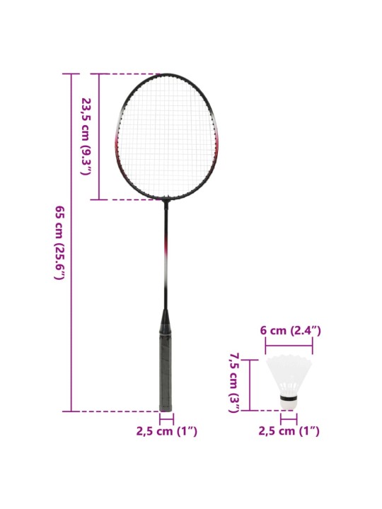 Badmintona komplekts ar 2 raketēm, 292x30x152 cm
