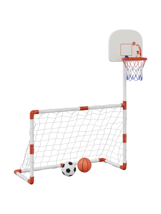 Bērnu futbola un basketbola komplekts ar bumbām 98x50x70 cm