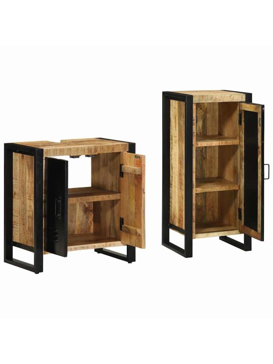 Vannas istabas mēbeļu komplekts 2 pcs brūna cieta mango koksne