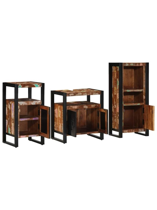 Vannas istabas mēbeļu komplekts 3 pcs ciets atjaunots koks