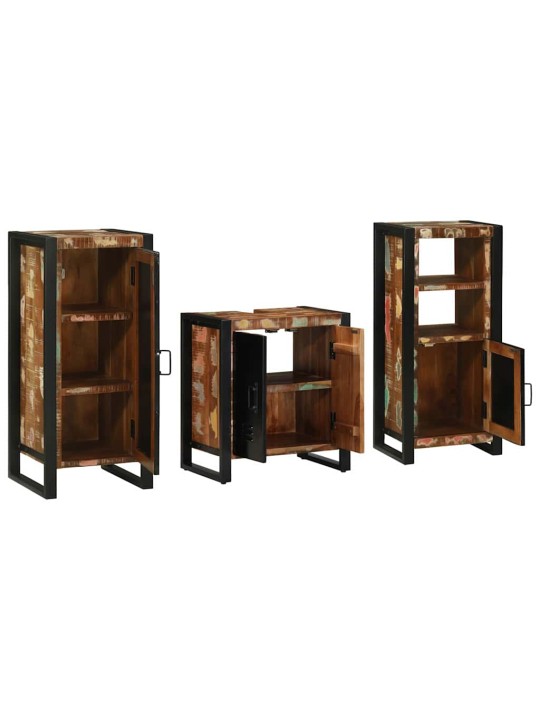 Vannas istabas mēbeļu komplekts 3 pcs ciets atjaunots koks