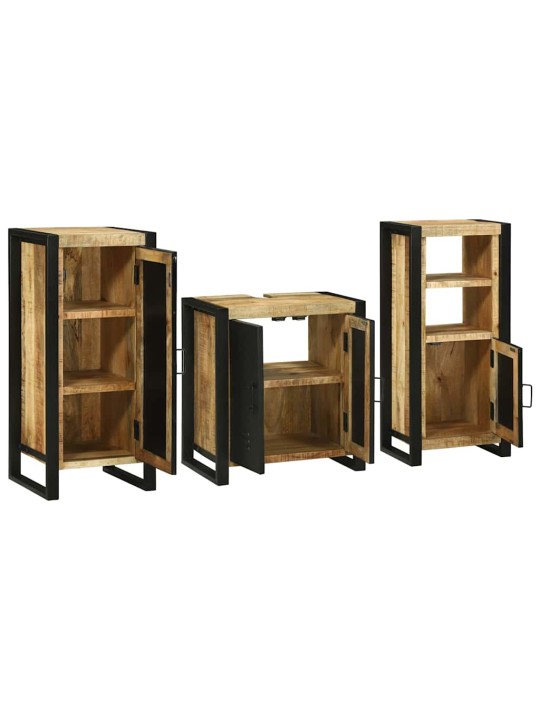 Vannas istabas mēbeļu komplekts 3 pcs brūna cieta mango koksne