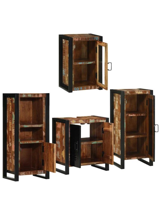 Vannas istabas mēbeļu komplekts 4 pcs ciets atjaunots koks