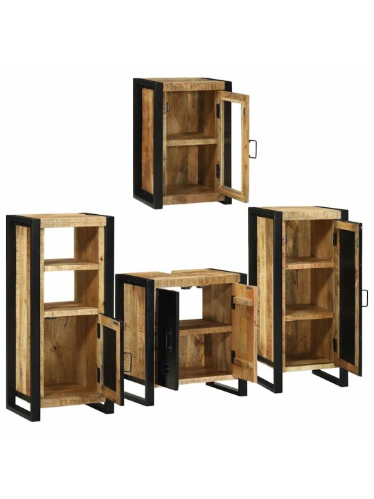 Vannas istabas mēbeļu komplekts 4 pcs brūna cieta mango koksne