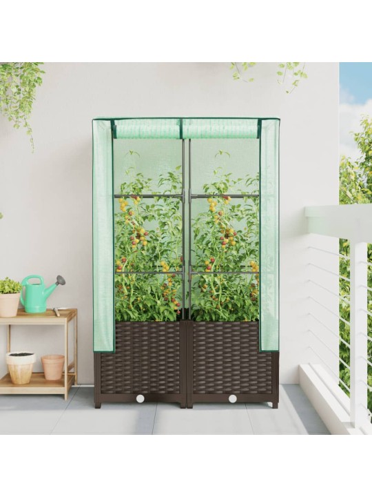 Paaugstināta puķu kaste ar pārsegu, 80x40x138 cm