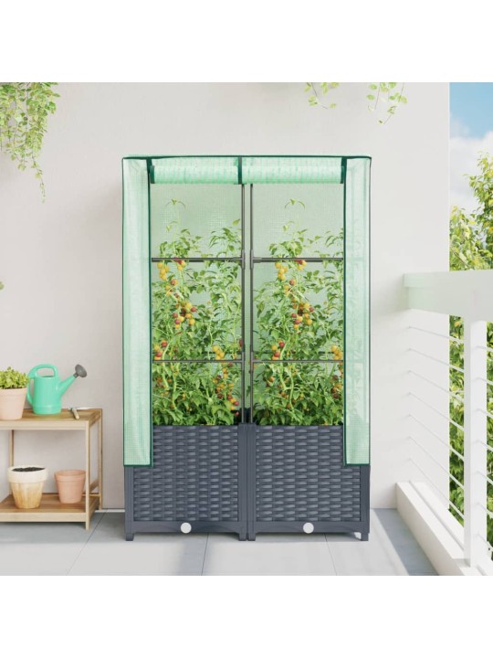 Paaugstināta puķu kaste ar pārsegu, 80x40x138 cm