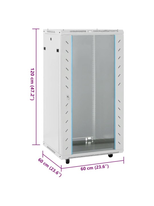 22u servera skapis, 19", ip20, pelēks, 60x60x120 cm