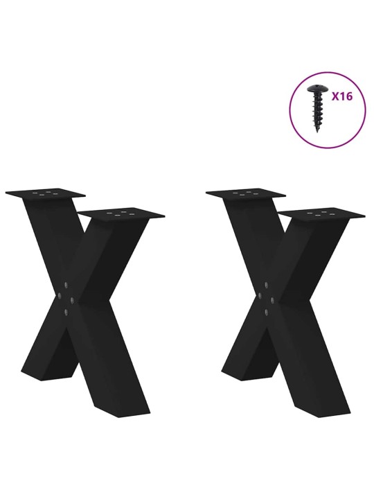 Coffee table legs x-shaped 2 gab. melns 50x(42-43) cm tērauds