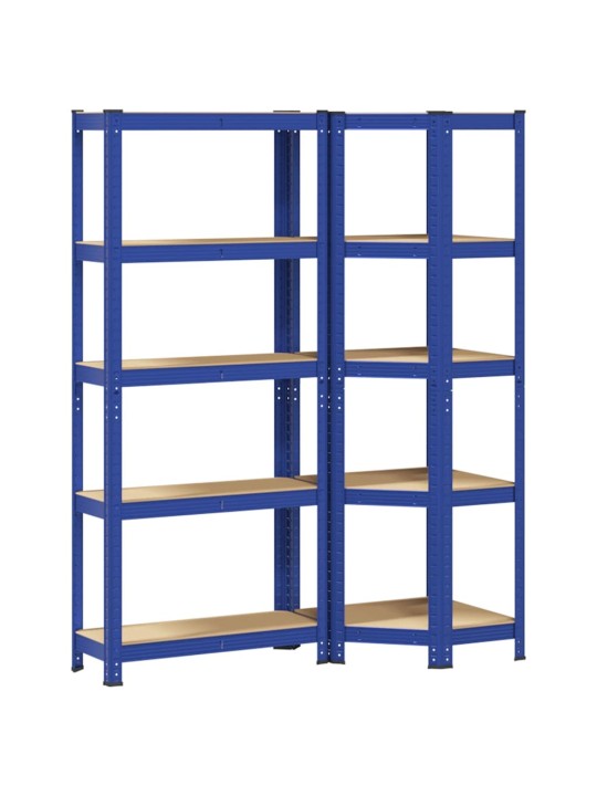 2 daļīgs 5-līmeņu plauktu komplekts blue tērauda un koka