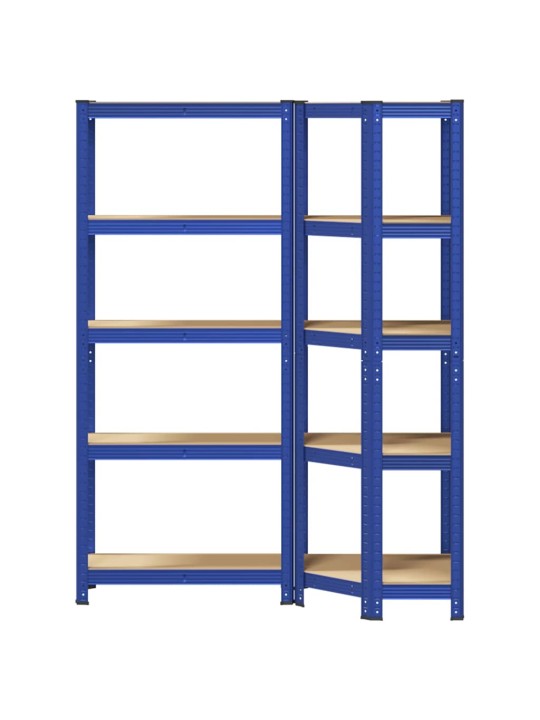 2 daļīgs 5-līmeņu plauktu komplekts blue tērauda un koka