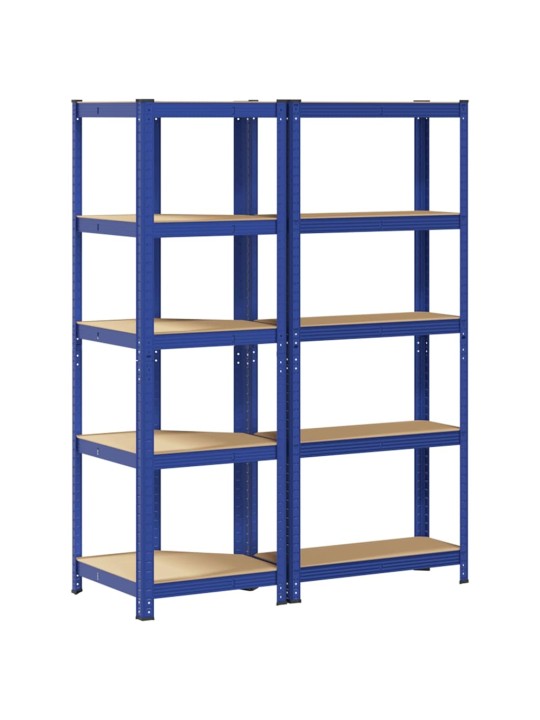 2 daļīgs 5-līmeņu plauktu komplekts blue tērauda un koka