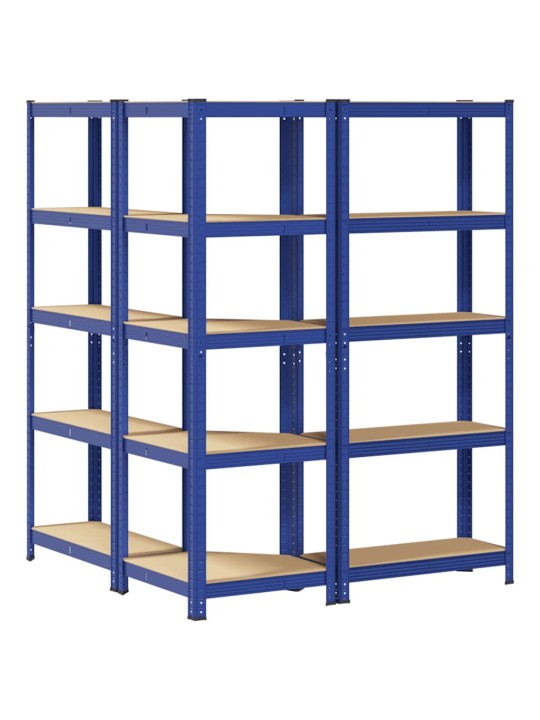 3 daļīgs 5-līmeņu plauktu komplekts blue tērauda un koka