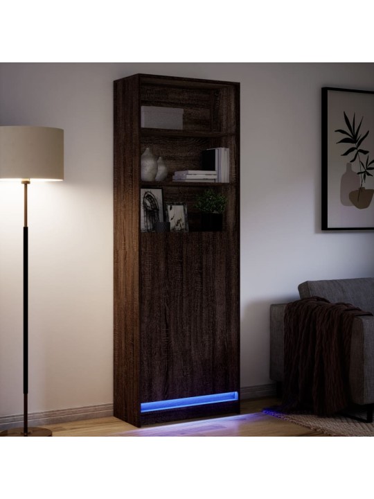 Augstais skapītis ar led, brūna koka krāsa, 69x32,5x200 cm