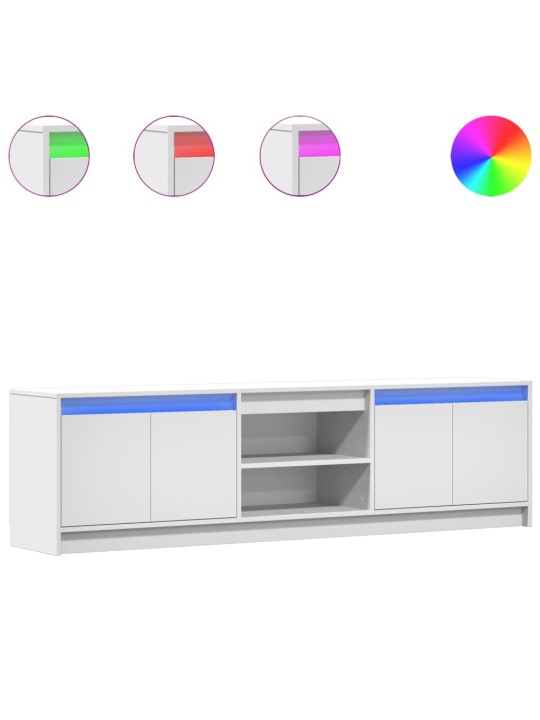 Tv skapītis ar led, balts, 180x34x50 cm, inženierijas koks