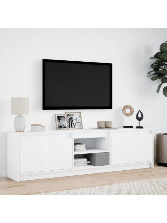 Tv skapītis ar led, balts, 180x34x50 cm, inženierijas koks