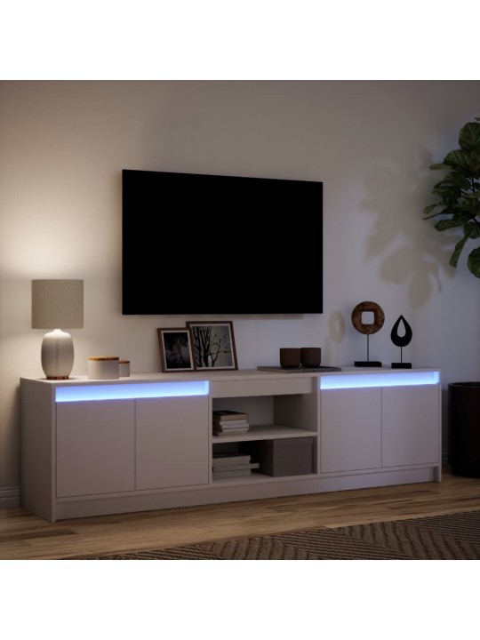 Tv skapītis ar led, balts, 180x34x50 cm, inženierijas koks
