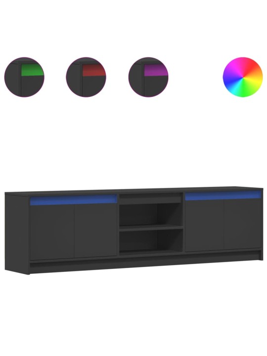 Tv skapītis ar led, melns, 180x34x50 cm, inženierijas koks