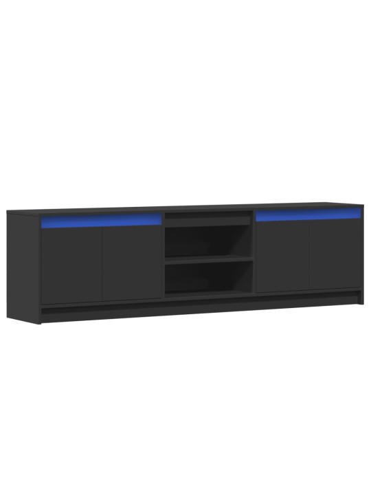 Tv skapītis ar led, melns, 180x34x50 cm, inženierijas koks