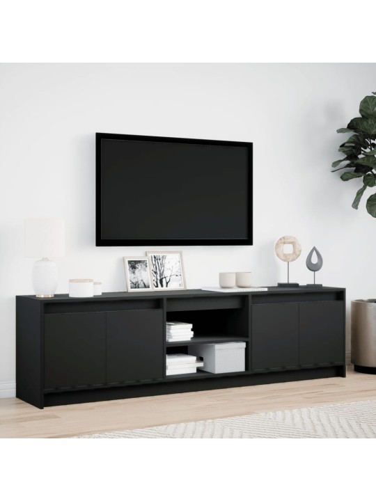 Tv skapītis ar led, melns, 180x34x50 cm, inženierijas koks