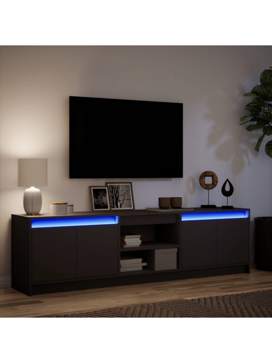Tv skapītis ar led, melns, 180x34x50 cm, inženierijas koks