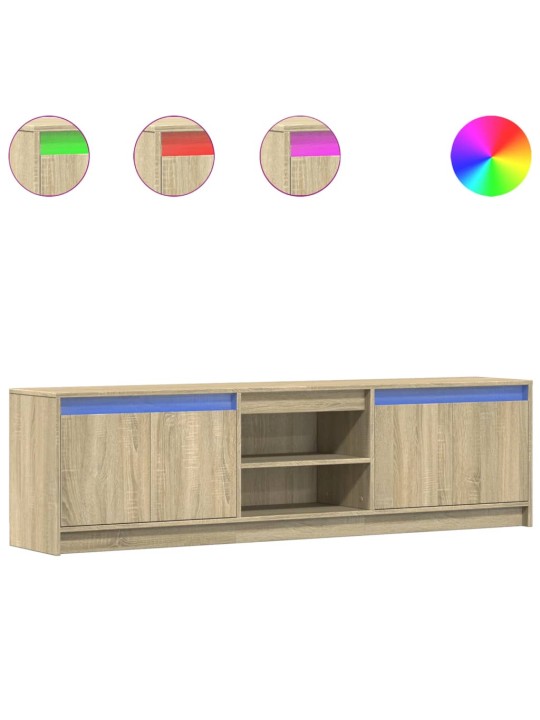 Tv skapītis ar led, koka krāsa, 180x34x50 cm, inženierijas koks
