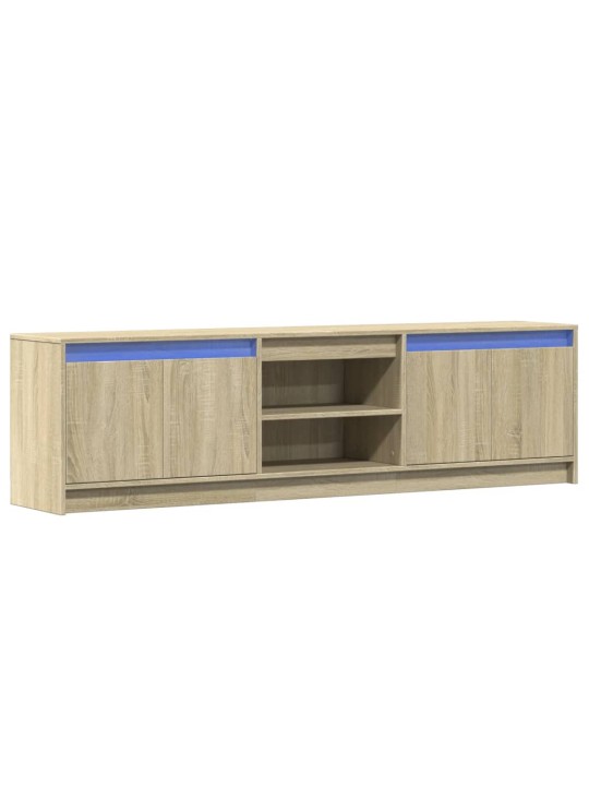 Tv skapītis ar led, koka krāsa, 180x34x50 cm, inženierijas koks