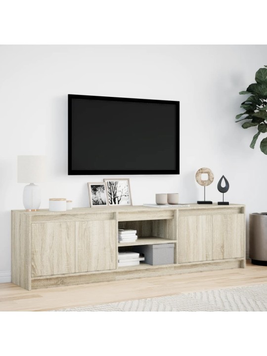 Tv skapītis ar led, koka krāsa, 180x34x50 cm, inženierijas koks
