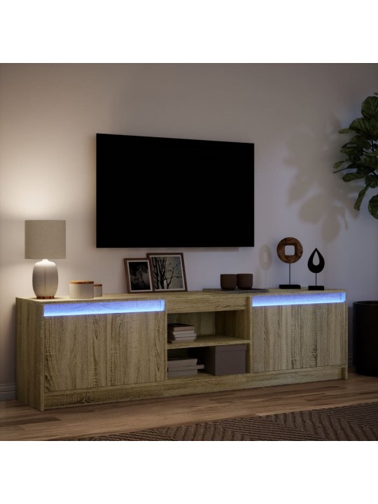 Tv skapītis ar led, koka krāsa, 180x34x50 cm, inženierijas koks