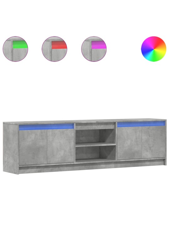 Tv skapītis ar led, pelēks, 180x34x50 cm, inženierijas koks