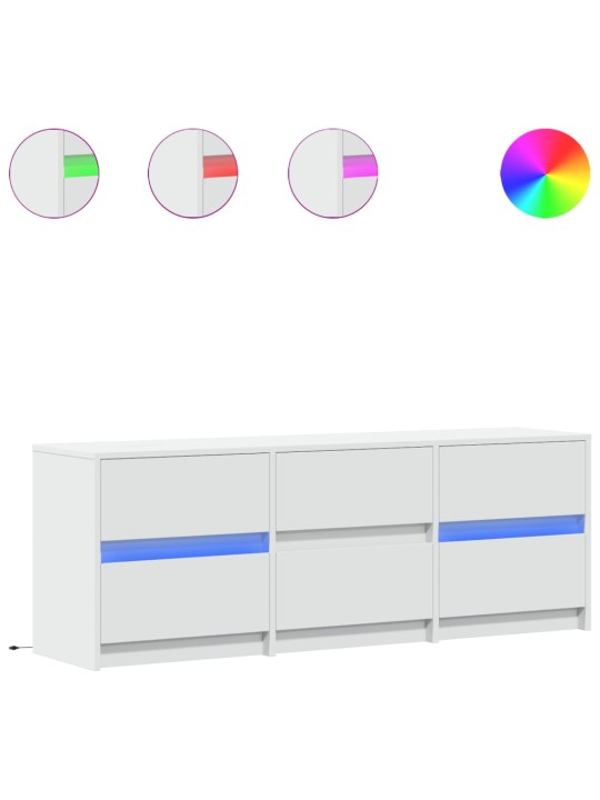 Tv skapītis ar led, balts, 140x34x50 cm, inženierijas koks